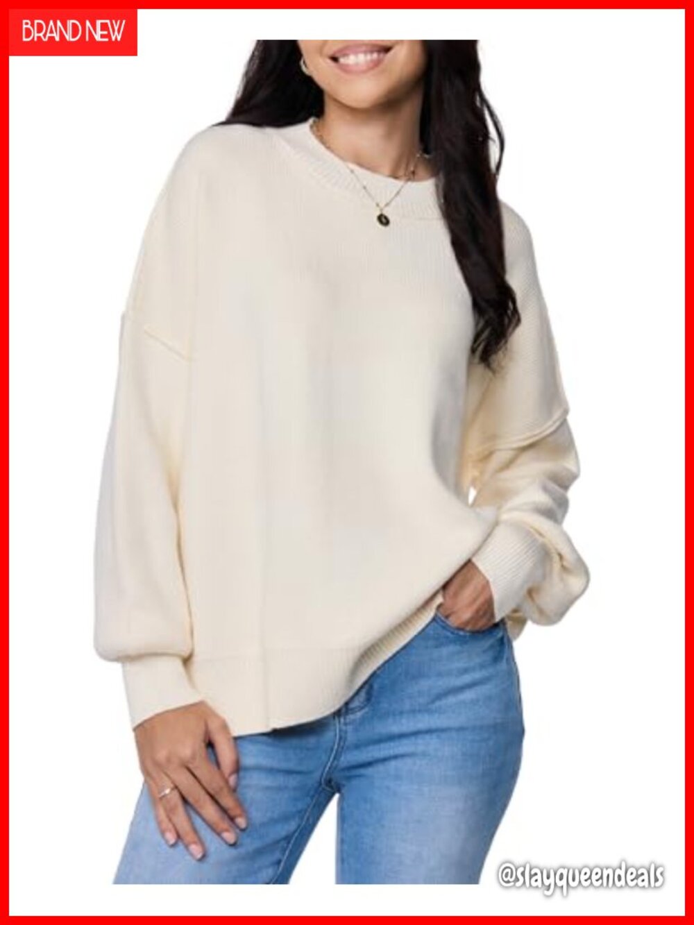 Oversized Ribbed Mock Neck Pullover Sweater Crew Neck Tunic Fall Winter